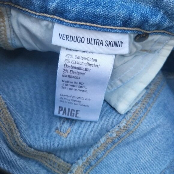 Paige Jeans Verdugo Ankle Stretch Skinny Mid Rise Light Distressed Pants Sz 28 - Picture 4 of 7